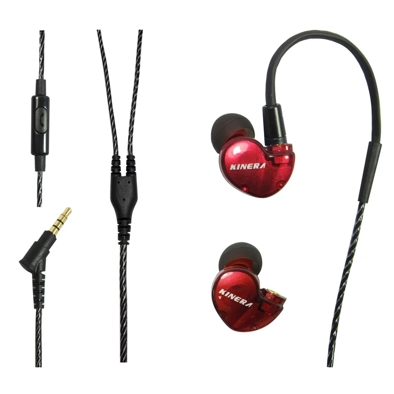 KINERA BD005 1DD+ 1BA гибридные наушники вкладыши HIFI DJ монитор бег спортивные наушники ушные наушники с микрофоном Отсоединяемый кабель