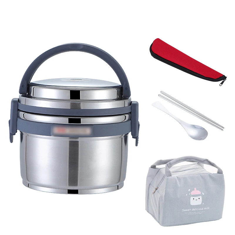  8 Hours Vacuum Thermal Insulation Leakproof Stainless Steel Lunch Box Set Portable Kids School Bent