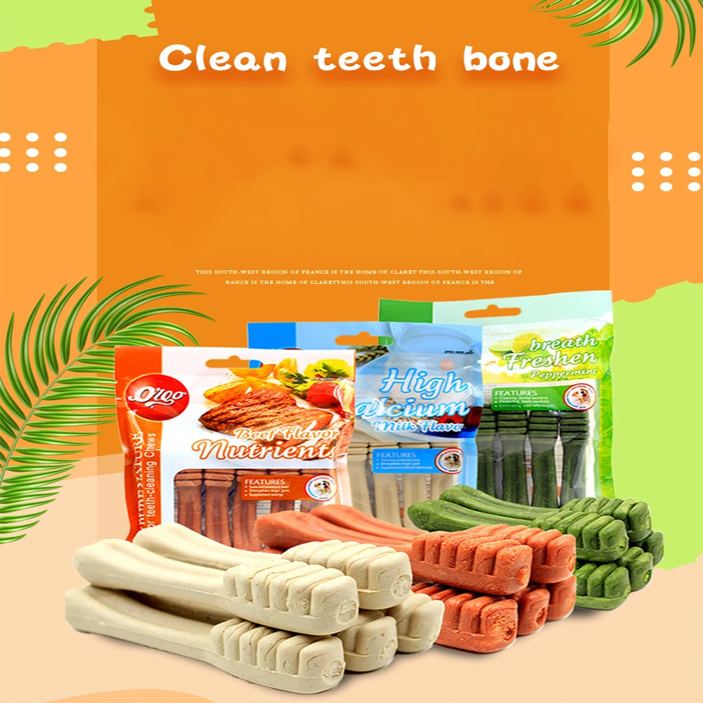 Cepillo de dientes de comida para masticar para perros, varilla Molar para aperitivos, comida saludable para perros pequeños y grandes, 4 tipos de sabor