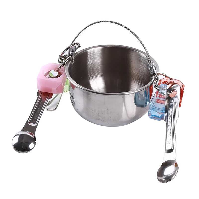 1Pc High Quality Stainless Steel Food Water Feeding Bird Single Cups Parrot Cage Stand Bird Feeder Supplies
