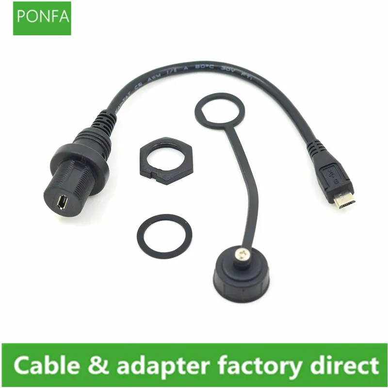 Micro USB 2,0 IP67 водонепроницаемый кабель, Micro-USB 5pin IP 67 мужчин и женщин крепление на панель водонепроницаемый разъем удлинитель 0,3 м/1 м