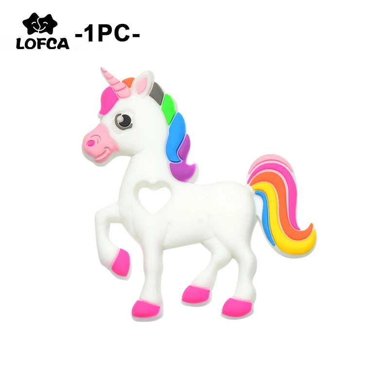 

LOFCA Unicorn Silicone Teether Baby Teething Toy BPA FREE Soft Chewable unicorn Teether Making Necklace Pacifier Clip Chain