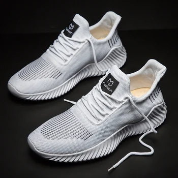 

New Comfortable Casual Shoes Men Breathable Walking Shoes Lightweight White Sneakers Footwear Men Lace Up Running Shoes Big Size