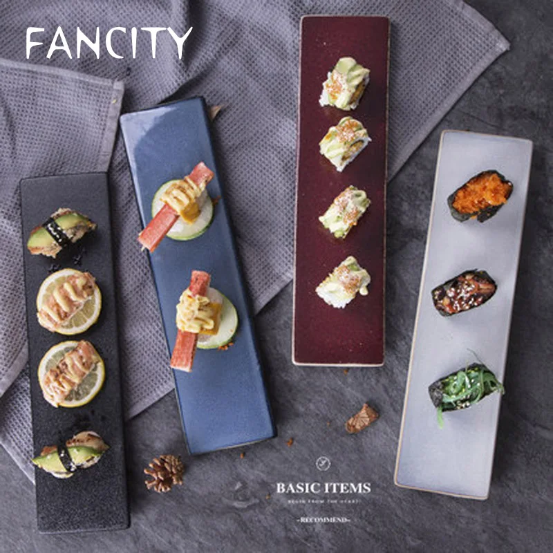 Креативная керамическая тарелка для суши FANCITY длинная плоская торта десертная