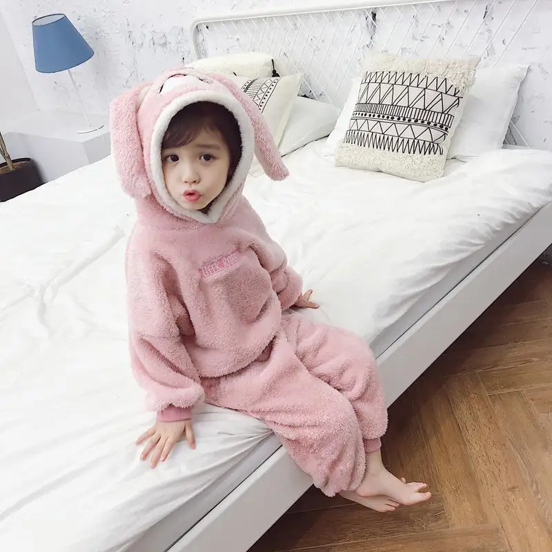 Новинка года, весенне-осенний Модный комплект для маленьких мальчиков и девочек(толстовка+ штаны), Фланелевые домашние зимние фланелевые пижамы Детский костюм