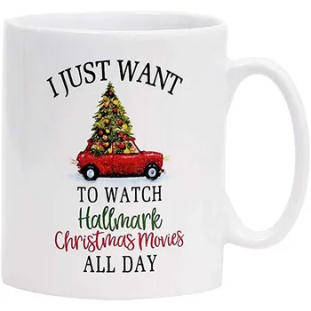 

Christmas Coffee Mug - THIS IS MY HALLMARK CHRISTMAS MOVIE WATCHING MUG - Mug Gift in Blue Ribbon Box - 11 oz - Gifts for Family