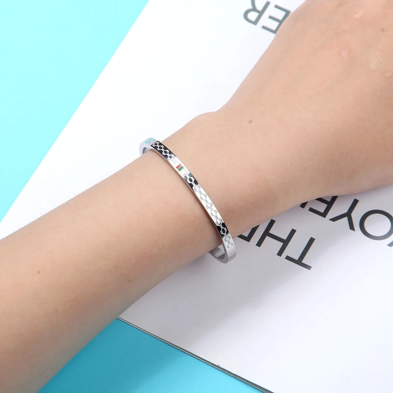 Bangle Bracelet Stainless Steel Bracelet for Women Red Green Charm Jewelry