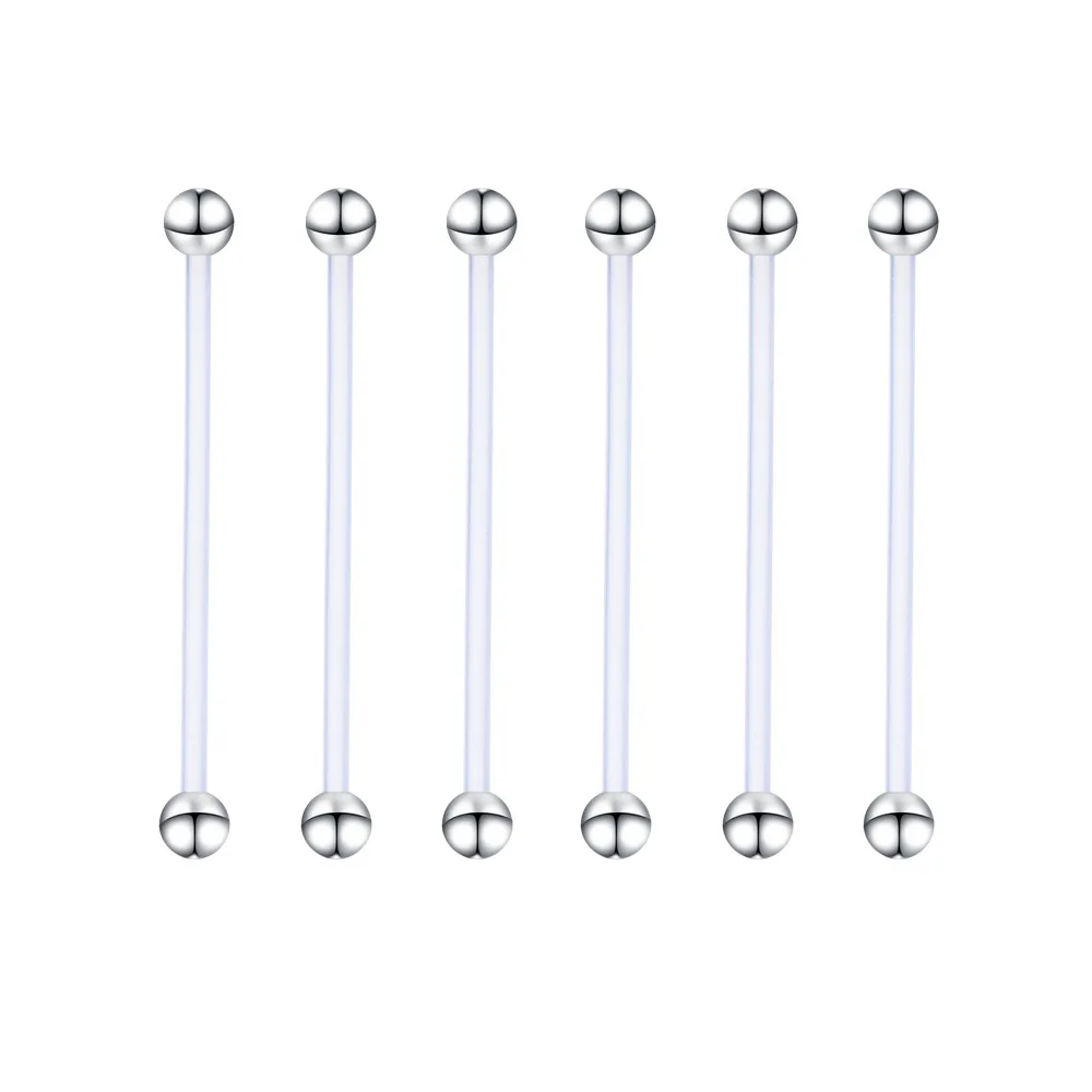 GUN 2pc Steel Piercing Industrial Earring Barbells Bar Scaffold Ear Cartilage Helix 14G Gold Body Jewelry | Украшения и