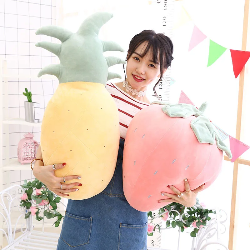 

3pcs Pineapple Strawberry fruit vegetable food Anti-stress soft creative pillow cushion plush doll girl hobby Children toy gift