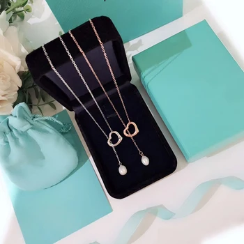 

Fashion Open Heart & Pearl Pendant Necklaces for Women Valentine Gift Hot Sale 1:1 S925 Sterling silver Famous Brand Jewelry