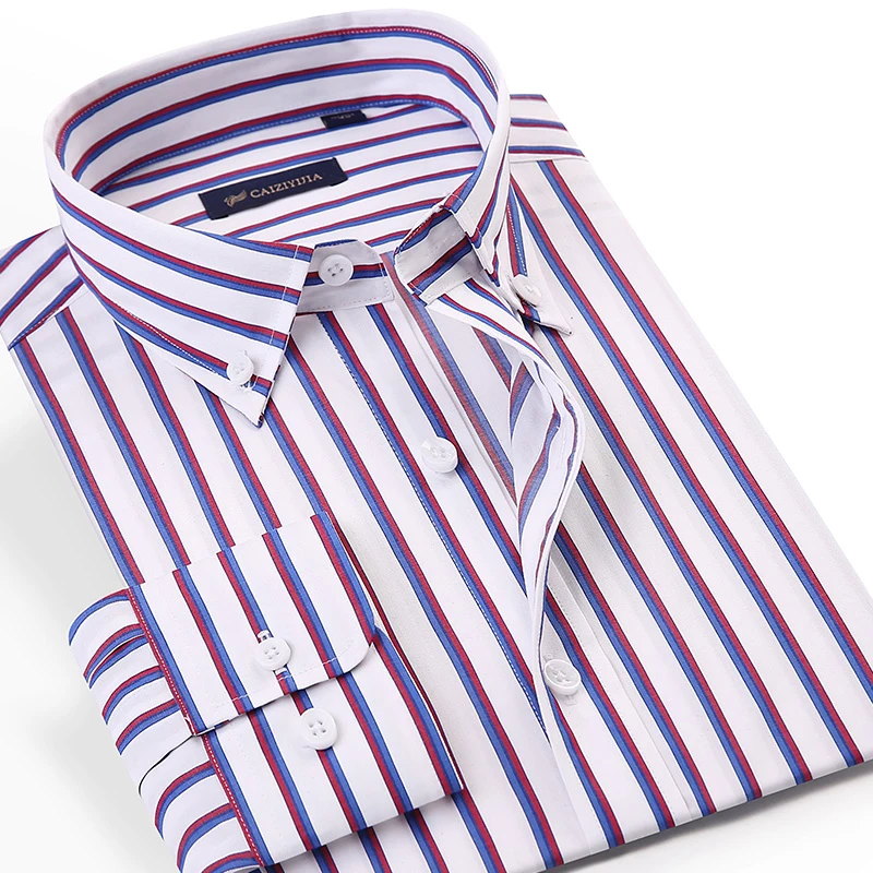 Men's Button-down Contrast Striped Dress Shirts Pocket-less Design Long Sleeve Standard-fit Casual Bamboo Fiber Shirt Men's Button-down Contrast Striped Dress Shirts Pocket-less Design Long Sleeve Standard-fit Casual Bamboo Fiber Shirt