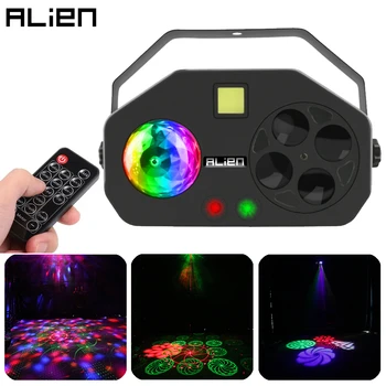 

ALIEN Remote RGB 4 IN 1 LED Gobo Strobe Magic Ball Laser Project DMX Stage Lighting Effect DJ Disco Party Holiday Wedding Light