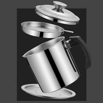 

1.3LKitchen Cooking Tool Oil Filter Storage Can Grease Strainer Pot Oil Strainer Container Restaurant Dispenser Kitchen Supplies