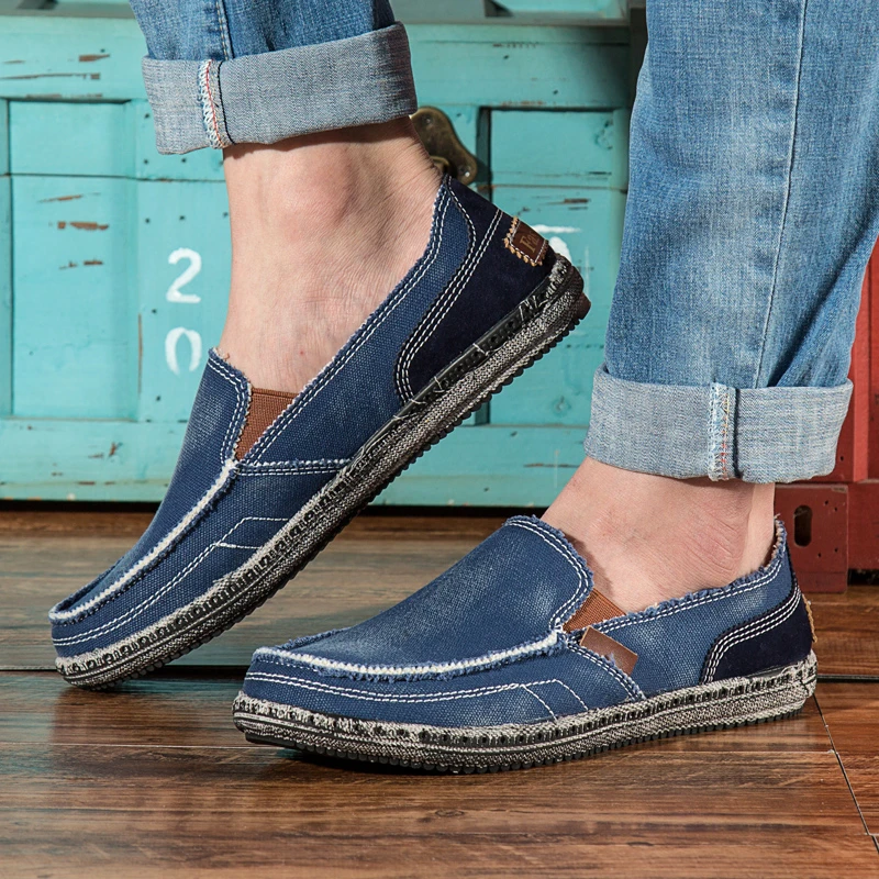 

Men Casual Shoes Hot Sale Slip On Breathabel Trend Shoes Male Canvas Shoes Vintage Mens Loafers Large Size Mens espadrilles