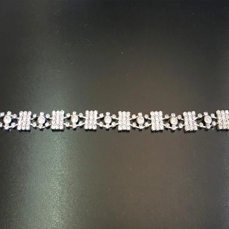 

10Yards Crystal Rhinestone Trim Sparkling Diamond Rhinestones Ribbon Bling Sash Roll Decorative Banding Belt Clear Stones