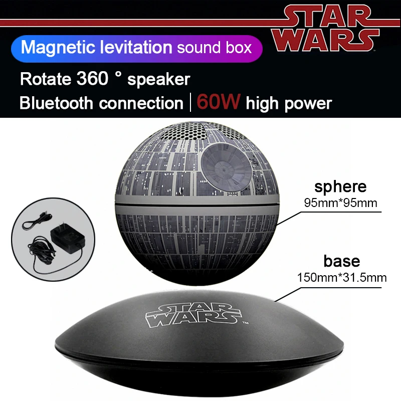 

60W New Original Star Wars Death Star Magnetic Levitation Bluetooth Wireless Stereo 360 Degree Rotating Speaker
