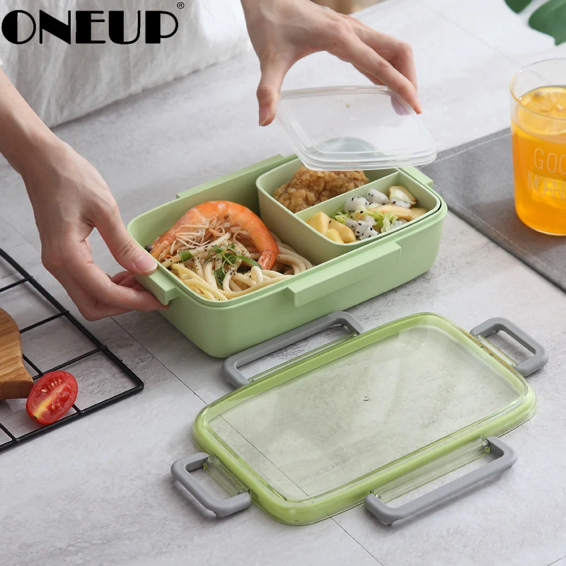 

ONEUP Microwave Lunch Box Containers With Compartments Kids Bento Box Leak-Proof Food Container School Lunchbox For Picnic