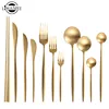 Gold Cutlery Set 304 Stainless Steel Cutlery Set Chopsticks Butter Knife Dessert Spoon Dinner Fork Tea Ice Spoon Tableware Set ► Photo 1/6
