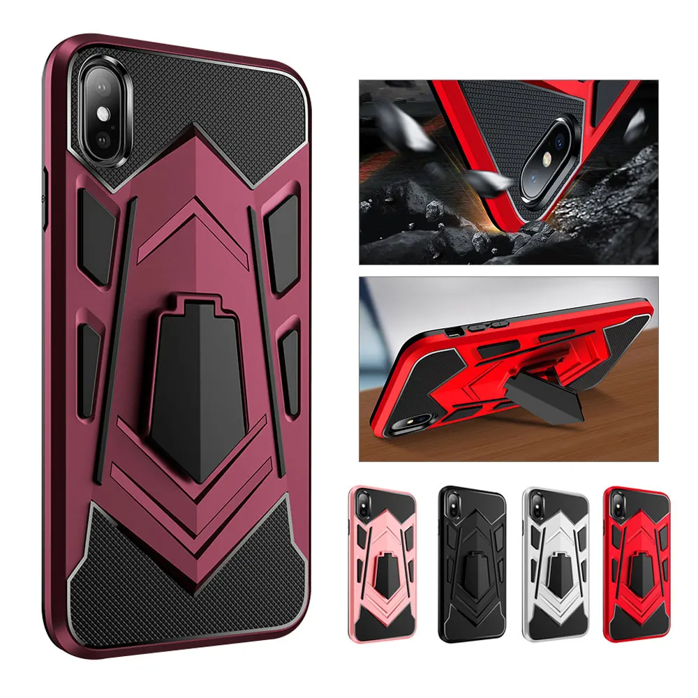 Armor Holder Case For iphone 11 Pro MAX 7 8 6 6s Plus Anti-knock Full Back Cover X XR XS Max Metal Ring Bracket |