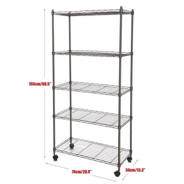 5 Tier Metal Organizer Opslag Plank Keuken Rack Ruimtebesparend Garderobe Decoratieve Planken Kast
