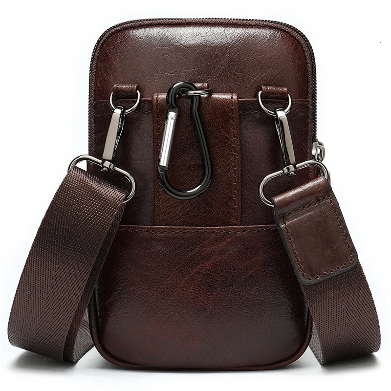 Luxury Men Bag Genuine Leather Shoulder Bag Men Messenger Bags Small Casual Flap Zipper Design Male CrossBody Bag Phone Pocket
