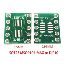 10 pces sot23 msop10 umax para dip10 placa de transferência dip pino placa passo adaptador novo