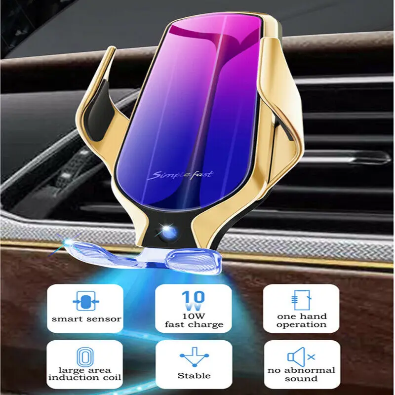 

Hot R9 Qi Wireless Smart Car Sensor Charging Holder Fast Color Wireless Charger for Iphone XR XS X Huawei Mate20Pro P30 Samsung
