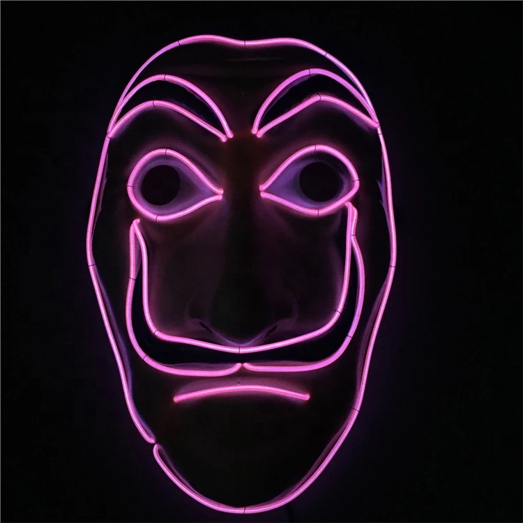 New EL Neon LED Halloween Mask EL Wire Glow Cosplay Dali Mask 