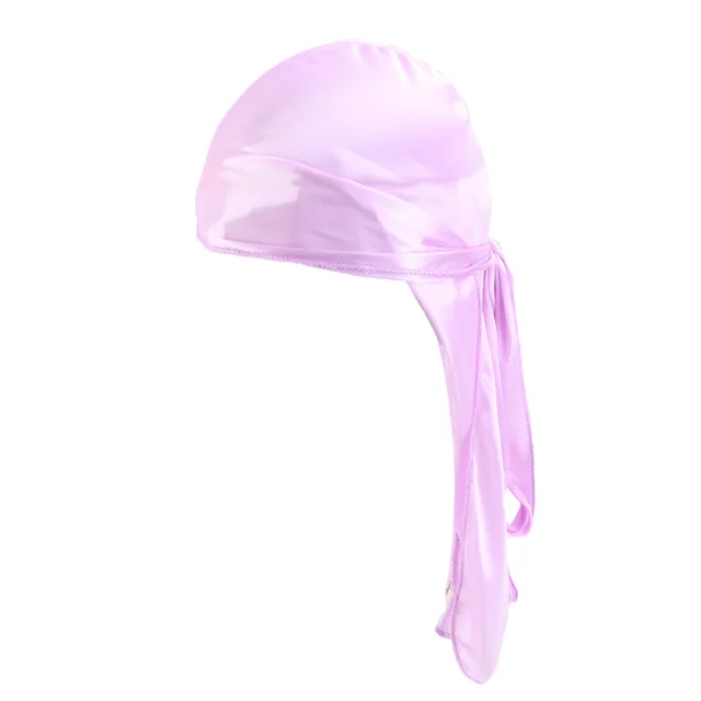 Men's Silky Durags Bandanas Turban hat Wigs Doo Men Satin Durag Biker Headwear Headband Hair Accessories Extra Long Tail Du-Rag Adult Light purple