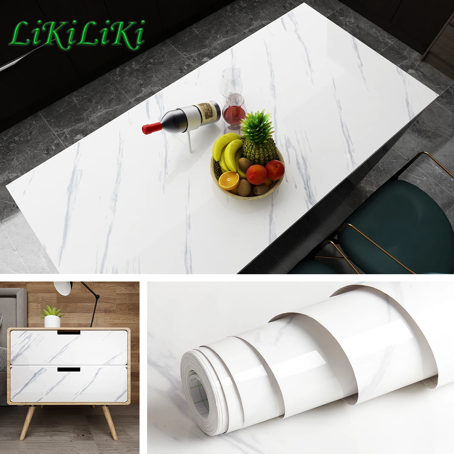 Self-Adhesive Wallpaper Vinyl-Film Waterproof Stickers Marble Kitchen-Cupboard Countertop