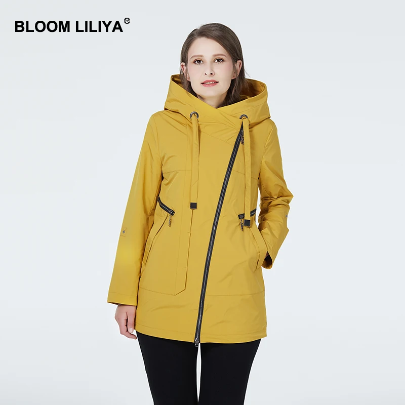 

BLOOM LILIYA 2020 Women Spring Jacket Hooded Casual Women Coat Autumn Woman Coats Fashion Windbreaker Women Zipper Russian Size