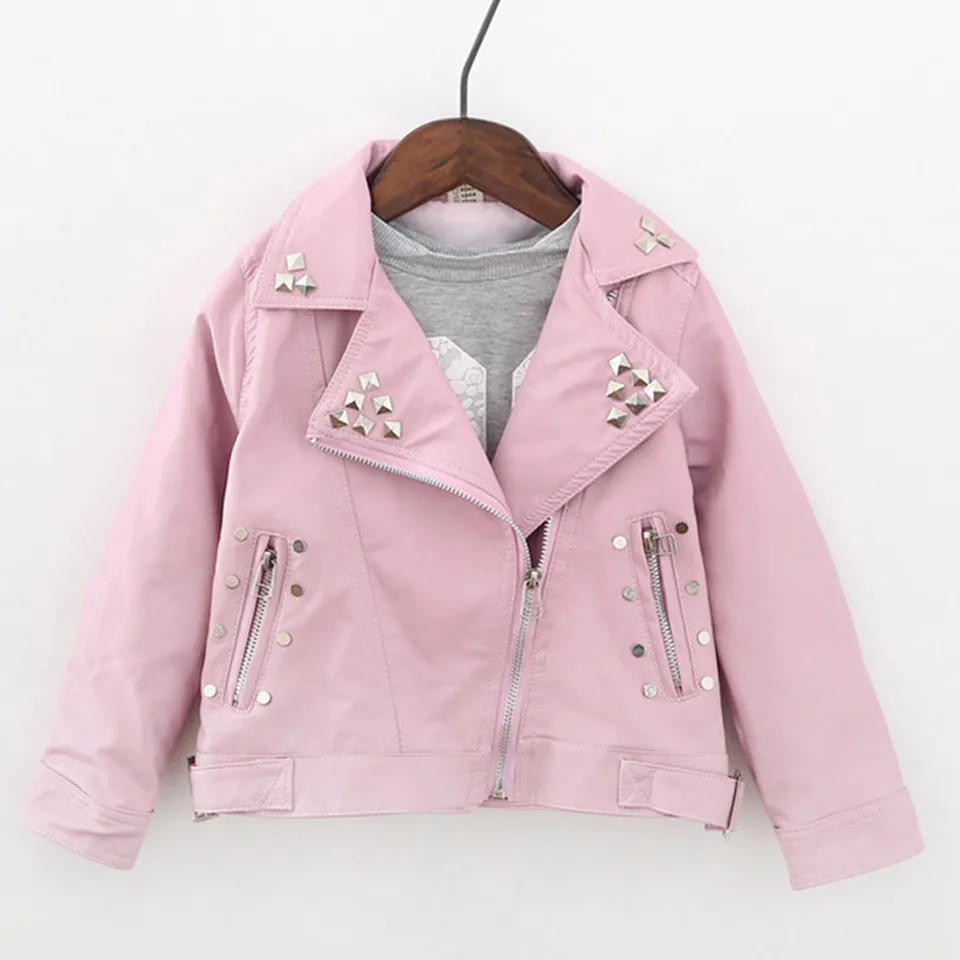 baby girl pink leather jacket