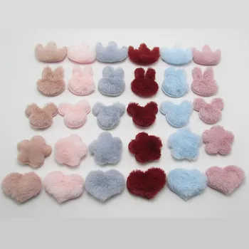 

1Pack Imitation Rabbit Fur Heart/Rabbit/Crown Padded Embossing DIY Craft Supplies Kids Hair Accessories Material Embellishments
