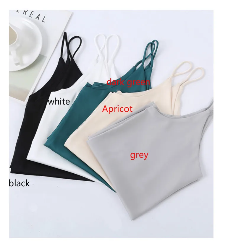 Women's basic Silk satin touch suspender vest  solid color with sexy suspender V-neck and outer top sleep camisole Tanks & Camis