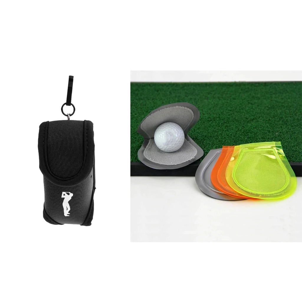 Neoprene Mini Golf Ball Holder Pouch Bag with Belt Clip & Ball Clean Towel Golf Ball Cleaner Washer Golf Club Accessories