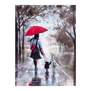 

Girl walking the dog in the park Diamond Painting Portrait Round Full Drill Nouveaute DIY Mosaic Embroidery 5D Cross Stitch