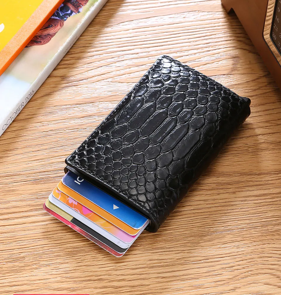 RFID визитница, мужские кошельки, тонкая карта, сумки для денег, черный мужской кошелек, маленький кожаный бренд, тонкие мужские кошельки из змеиной кожи