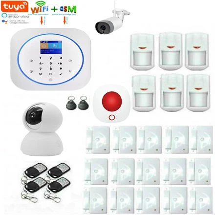 

WIFI GSM RFID Home Alarm System Alarm Security KIT TUYA APP Control Outdoor Indoor IP Camera Sensor Detector Alexa Google Home
