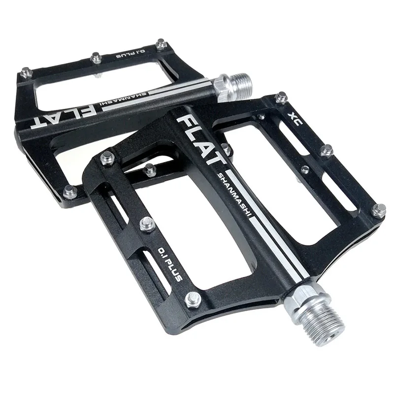 2Pcs MTB Bicycle Pedals Large Widen Aluminum Alloy Bearings Anti-slip Spikes Mountain Bike Pedal Outdoor Cycling Accessories Kit - Цвет: Black