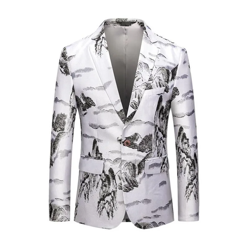 WIPU Блейзер костюм мужское платье цветочный костюм с зубчатым отворотом Slim Fit кнопка Стильный Блейзер Пальто Куртка мужская блейзер masculino - Цвет: 917