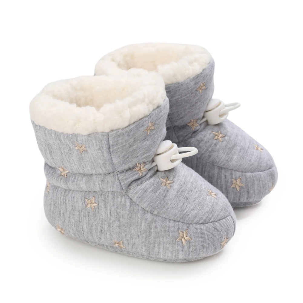 Winter Newborn Baby Cotton Booties Non-Slip Sole Toddler Boys Girls First Walkers Infant Warm Fleece Shoes Snow Boots 0-18M