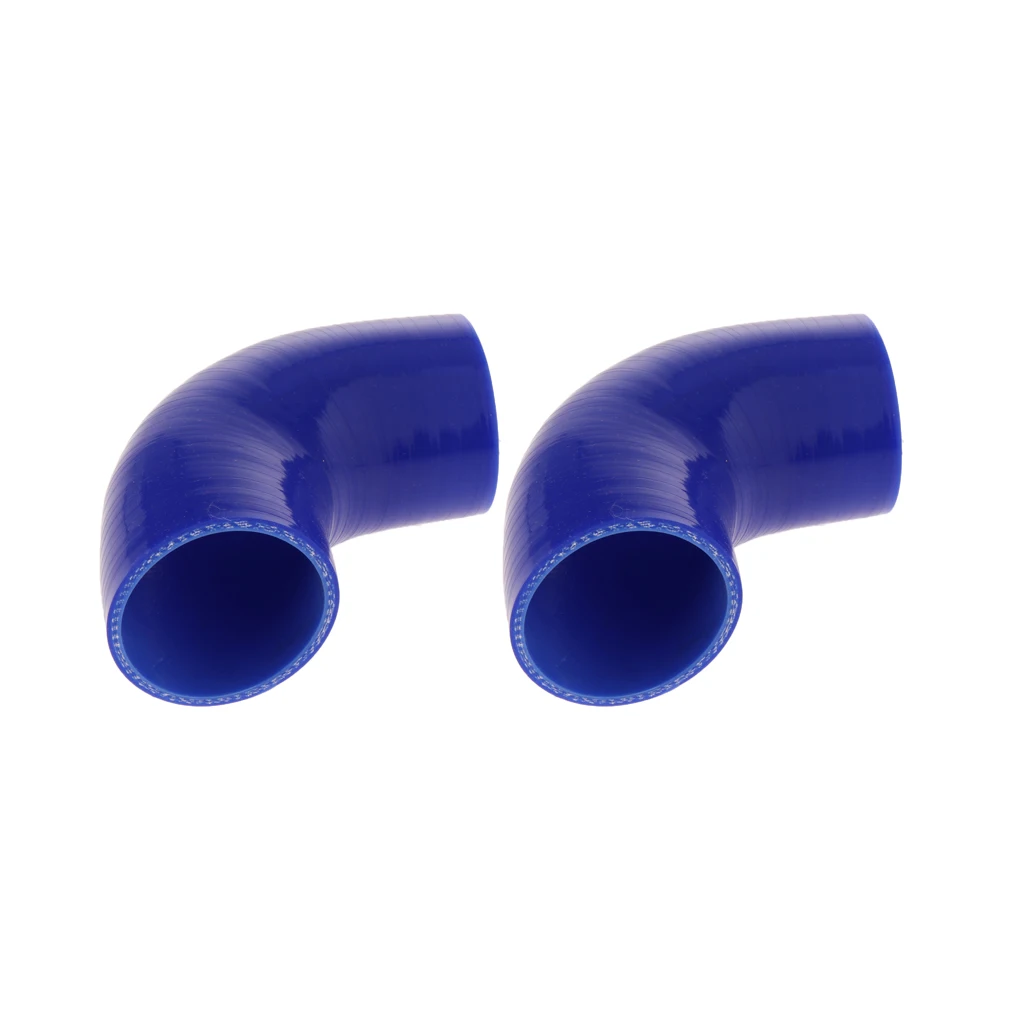 Set of 2 90 Degree 63mm Elbow Silicone Coupler Reducer Hose Intercooler Piping Blue