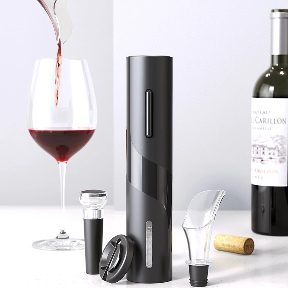 

Rechargeable Electric Wine Bottle Opener Foil Cutter Automatic Corkscrew Wine Pourer with USB Charging Cable Suit Home Tool