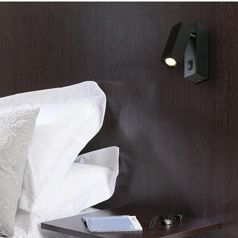 LED Rotated Wall Lamp Bedside Night Light Bedroom Reading Wall Light 3W Hotel Room Bedside Wall Light AC100-240V
