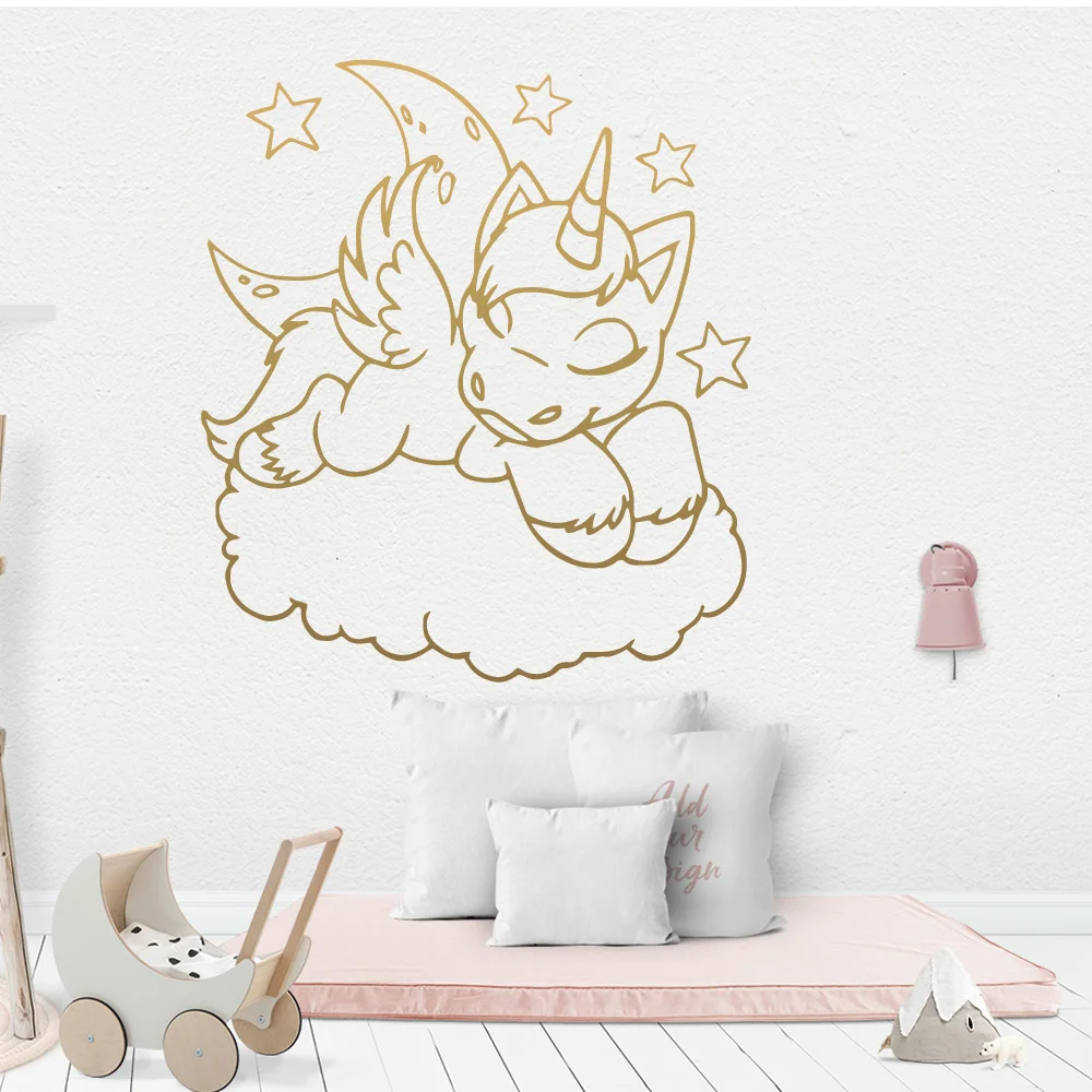 Lovely Unicorn Art Vinyl Wall Sticker Wall Decor For Kids Room Bedroom