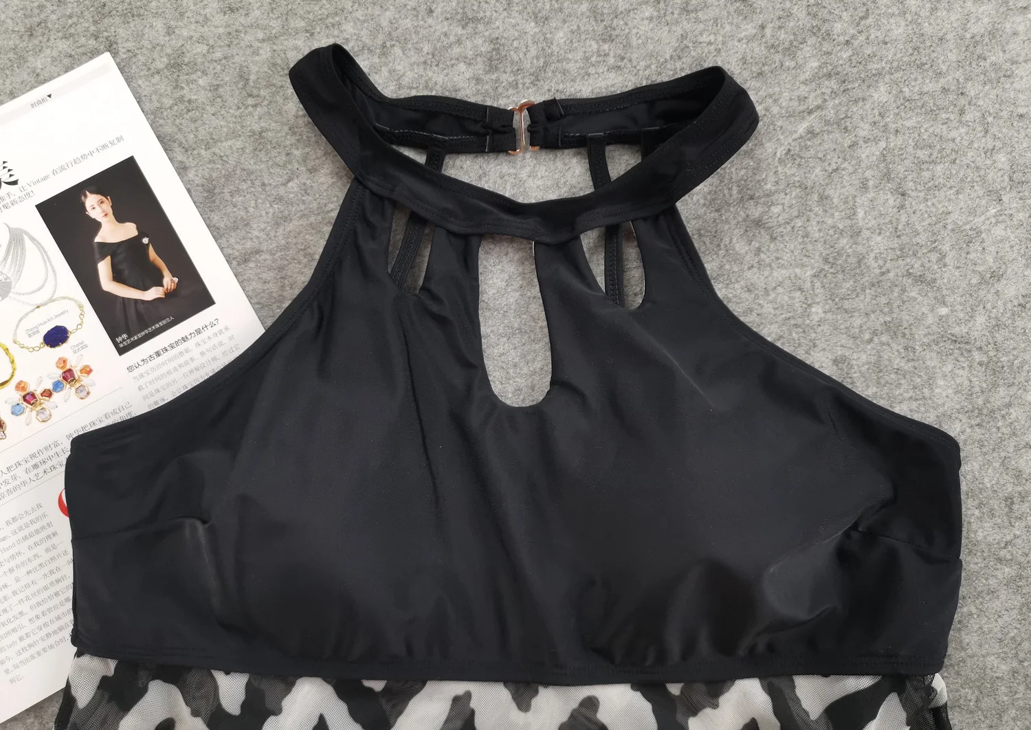 

2020 Europe And America New Style Digital Printing Large Size Split Type Two-Piece Swimwear Plus-sized Mesh Dress High-waisted W