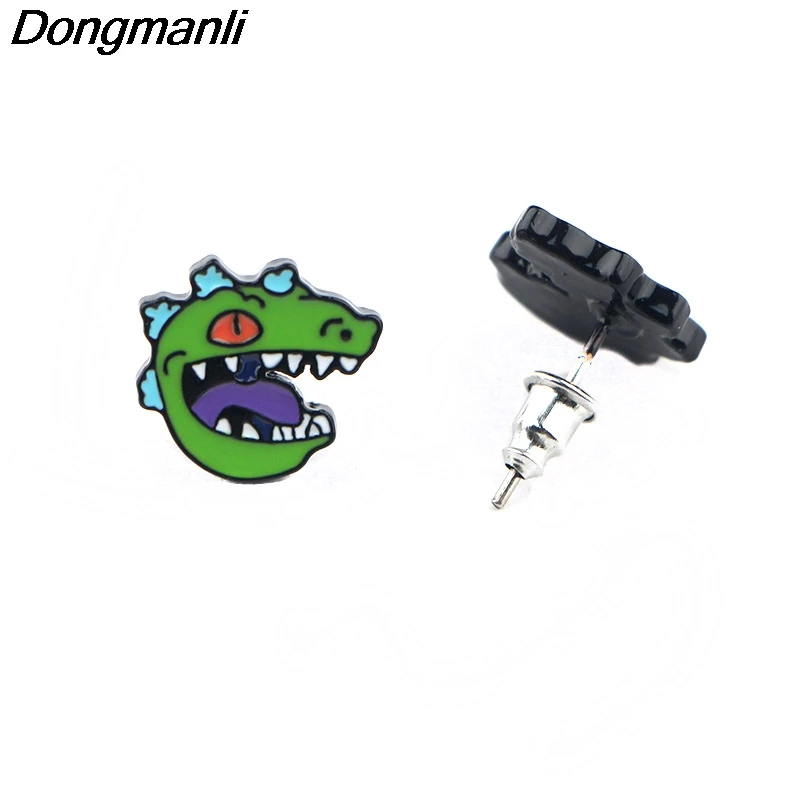 P4191 Dongmanli милые серьги-гвоздики с монстрами для женщин, эмалевые серьги, вечерние ювелирные изделия, подарки для девушек