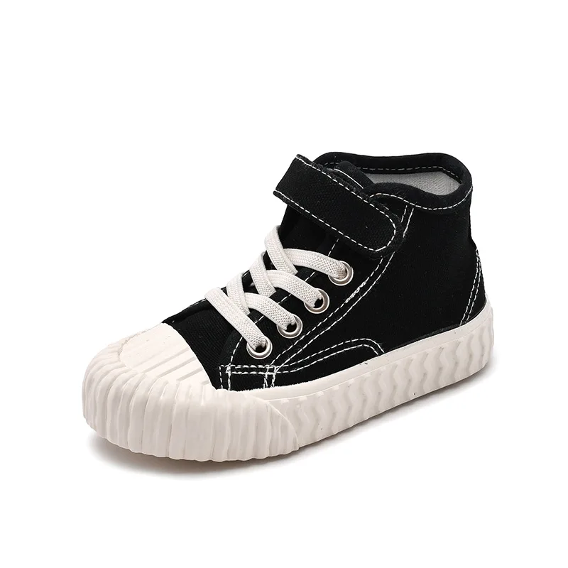 Детская парусиновая обувь модные кроссовки для мальчиков и девочек удобная детская спортивная дышащая обувь повседневная обувь размер 25-37 - Цвет: black