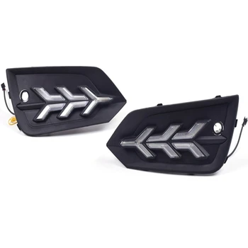 

Car Daytime Running Light DRL LED Fog Lamp Cover with Yellow Turning Signal Functions for Volvo XC60 2018 2019