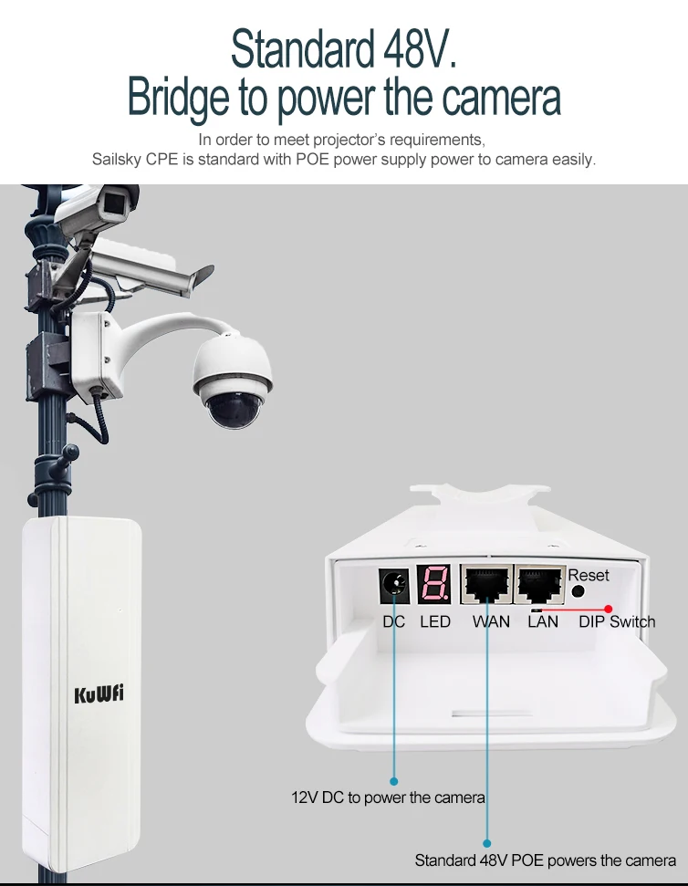 Kuwfi-roteador sem Fio Play com Tela de Led Repetidor de Wi-fi com 48v Outdoor Wi-fi 3km Ponte Poe Plug And Cpe 300mbps 5.8g 1 5.8g, 3km, ponte, repetidor de wi-fi com